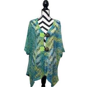 Mistror Image Artsy Lagenlook Boho Sz 3X Open Knit Tunic Top